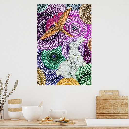Parrots Love Rabbits Poster (Küche)