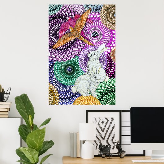 Parrots Love Rabbits Poster (Heimbüro)