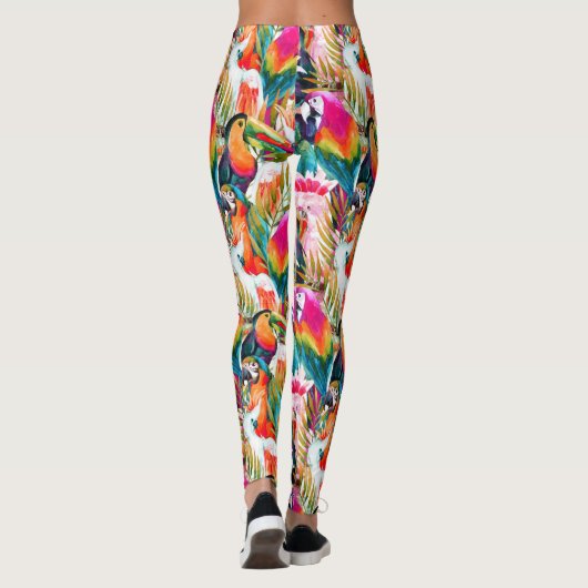 Parrots & Palm Blätter 2 Leggings (Rückseite)