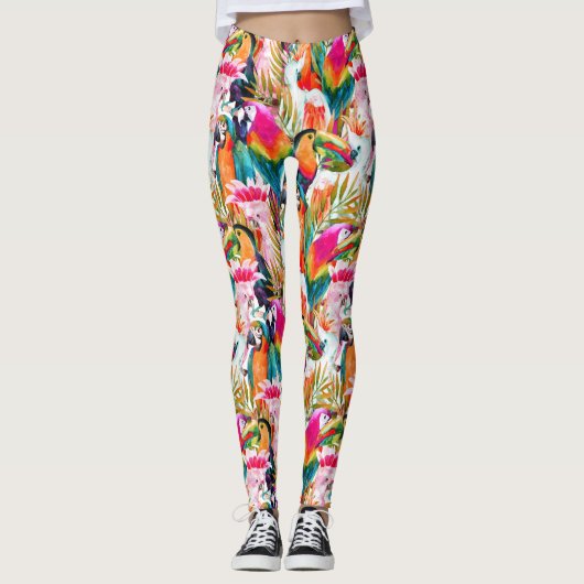 Parrots & Palm Blätter 2 Leggings (Vorderseite)