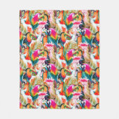 Parrots & Palm Blätter Fleecedecke (Vorderseite)