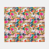 Parrots & Palm Blätter Fleecedecke (Vorderseite (Horizontal))