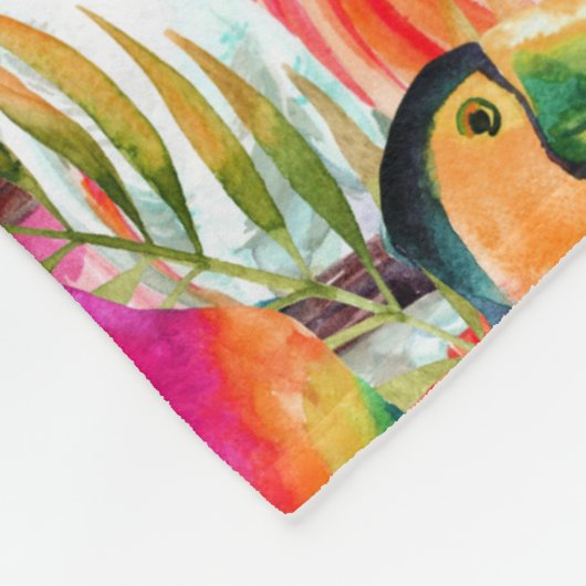 Parrots & Palm Blätter Fleecedecke (Ecke)