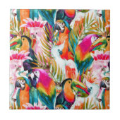 Parrots & Palm Blätter Fliese (Vorderseite)