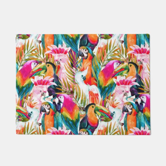 Parrots & Palm Blätter Fußmatte (Vorderseite)