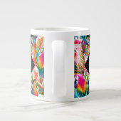 Parrots & Palm Blätter| Monogramm Jumbo-Tasse (Rückseite)