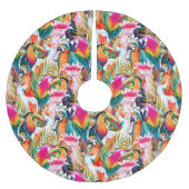 Parrots & Palm Blätter Polyester Weihnachtsbaumdecke (Vorderseite)