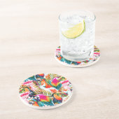 Parrots & Palm Blätter Sandstein Untersetzer (Seite)