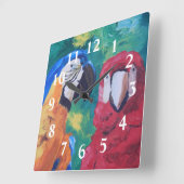 Parrots Quadratische Wanduhr (Winkel)
