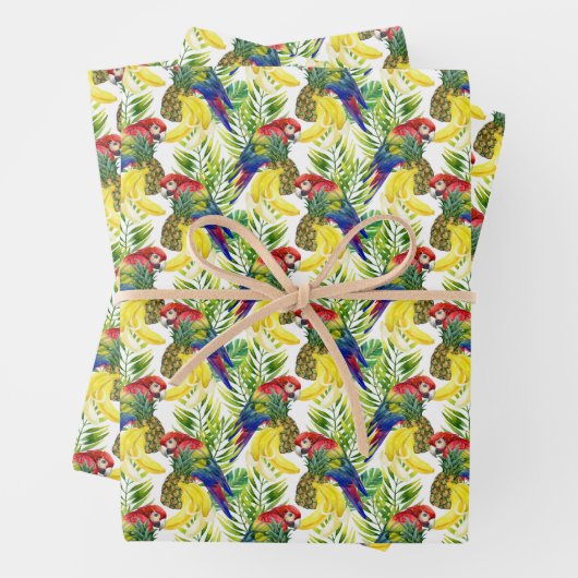 Parrots und Tropical Frucht Geschenkpapier Set (Beispiel)