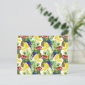 Parrots und Tropical Frucht Postkarte (Stehend Vorderseite)