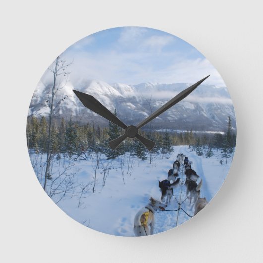 ParrotSleds - Landscape Runde Wanduhr (Vorderseite)