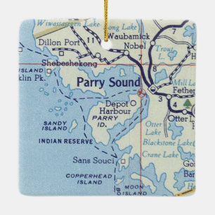 Parry Sound ON Vintag Map Keramikornament