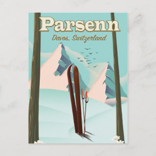 Parsenn Switzerland Skitourenplakat. Postkarte