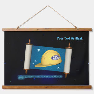 Parshat Bereshit - Yesh M'ayn Construction Wandteppich Mit Holzrahmen