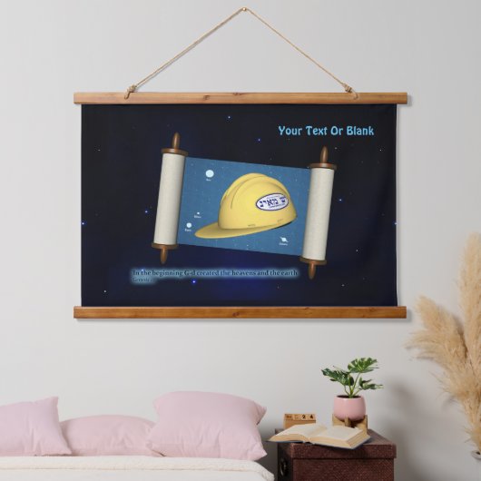 Parshat Bereshit - Yesh M'ayn Construction Wandteppich Mit Holzrahmen (Schlafzimmer)