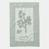 Parsley Herb Kitchen Towel – Green Gingham Border Geschirrtuch (Vertikal)
