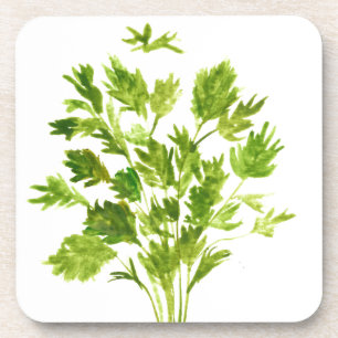 Parsley Kräuter Aquarell Gartengarten Getränkeuntersetzer