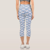 Parson Jack Russell Terrier Dog Pattern Blue Capri Leggings (Rückseite)