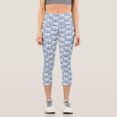 Parson Jack Russell Terrier Dog Pattern Blue Capri Leggings (Vorderseite)