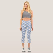 Parson Jack Russell Terrier Dog Pattern Blue Capri Leggings (Vorderseite)