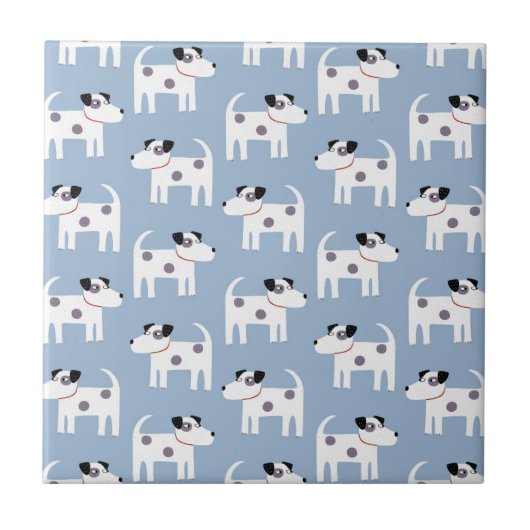 Parson Jack Russell Terrier Dog Pattern Blue Fliese (Vorderseite)