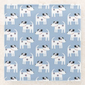Parson Jack Russell Terrier Dog Pattern Blue Glasuntersetzer (Vorderseite)
