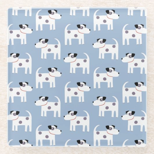 Parson Jack Russell Terrier Dog Pattern Blue Glasuntersetzer (Vorderseite)