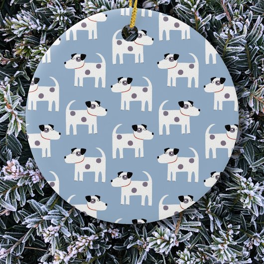 Parson Jack Russell Terrier Dog Pattern Blue Keramik Ornament