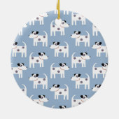 Parson Jack Russell Terrier Dog Pattern Blue Keramik Ornament (Hinten)
