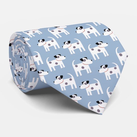Parson Jack Russell Terrier Dog Pattern Blue Krawatte (Gerollt)