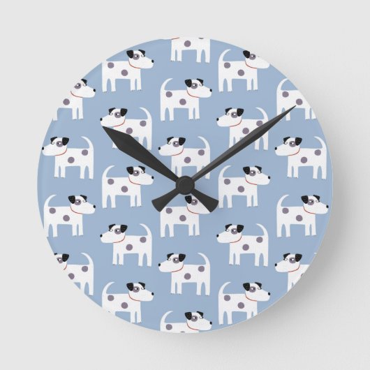 Parson Jack Russell Terrier Dog Pattern Blue Runde Wanduhr (Vorderseite)