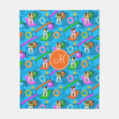 Parson Jack Russell Terrier Hund Pool Party Muster Fleecedecke (Vorderseite)