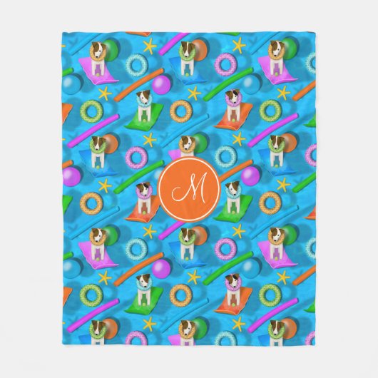 Parson Jack Russell Terrier Hund Pool Party Muster Fleecedecke (Vorderseite)