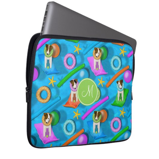 Parson Jack Russell Terrier Hund Pool Party Muster Laptopschutzhülle (Vorne Rechts)