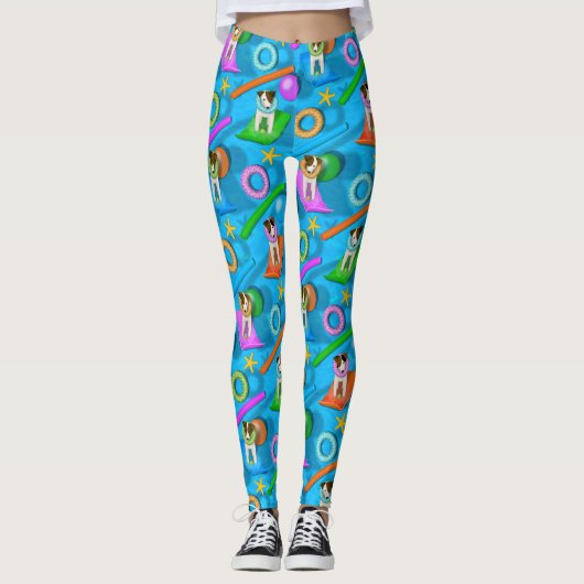 Parson Jack Russell Terrier Hund Pool Party Muster Leggings (Vorderseite)