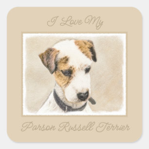 Parson Jack Russell Terrier Painting - Hund Art Sq Quadratischer Aufkleber
