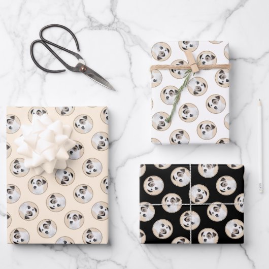 Parson Jack Russell Terrier Painting Pet Dog Art Geschenkpapier Set (Vorderseite)