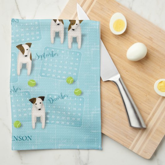 Parson Jack Russell Terriers 2021 Kalender Geschirrtuch (Viertel Falte)