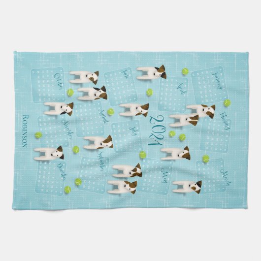 Parson Jack Russell Terriers 2021 Kalender Geschirrtuch (Horizontal)