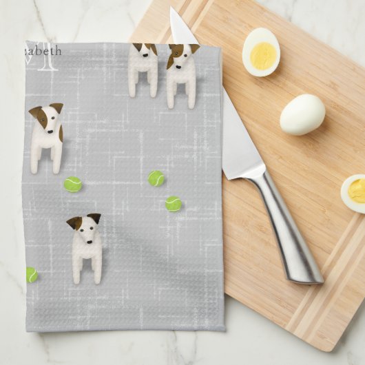 Parson Jack Russell Terriers grau oder JA farbig Geschirrtuch (Viertel Falte)