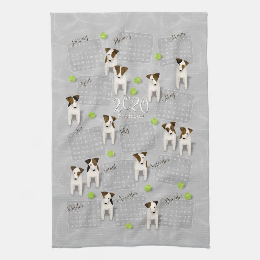 Parson Jack Russell Terriers gray 2020 Kalender Geschirrtuch (Vertikal)