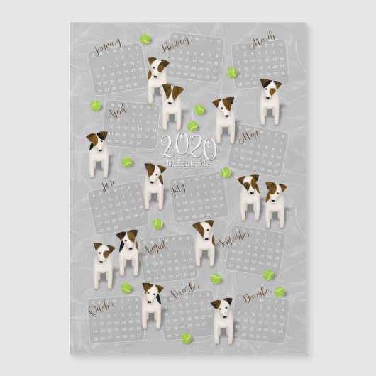 Parson Jack Russell Terriers gray 2020 Kalender Magnetkarte (Vorderseite)