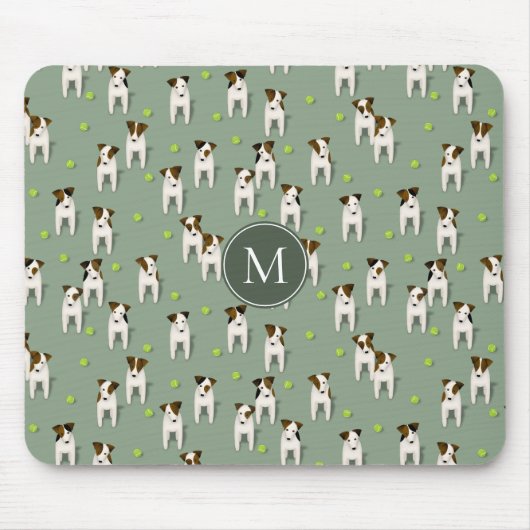 Parson Jack Russells Hunde Tennisbälle grün Mousepad (Vorne)