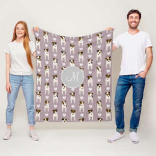 Parson Jack Russells Muster mit Monogramm lilac Fleecedecke