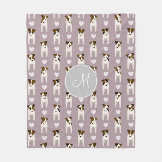 Parson Jack Russells Muster mit Monogramm lilac Fleecedecke (Vorderseite)