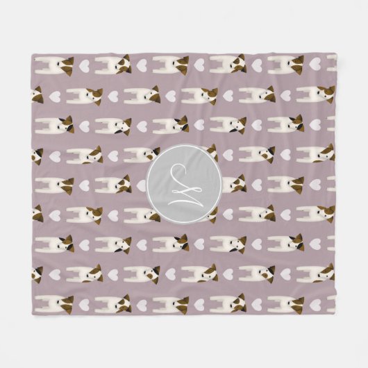 Parson Jack Russells Muster mit Monogramm lilac Fleecedecke (Vorderseite (Horizontal))