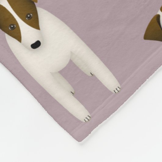 Parson Jack Russells Muster mit Monogramm lilac Fleecedecke (Ecke)