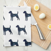 Parson Russel Terrier Black Watercolor Geschirrtuch (Viertel Falte)