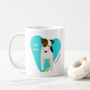 Parson Russell Hund mit Ball PRT Mama türkis Herz Kaffeetasse